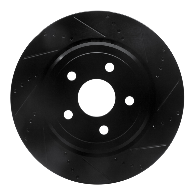 Dodge Durango Brake Rotor (1) - Rear Right - R1 Concepts - Drilled & Slotted - Black - `12-`25